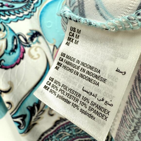 JM Collection Sz Medium Super Stretchy Blue Pink 3/4 Sleeve Blouse Shirt Top - Picture 8 of 9